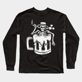 Skull with glass and smoke. Long Sleeve T-Shirt